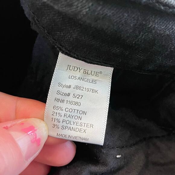 Judy Blue Skinny Jeans Black with Raw Hem‎ Size 5 /27 - Picture 6 of 9